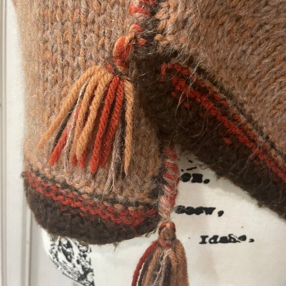 VINTAGE BOHO HIPP HANDMADE KNNITED CASHMERE BUTTONS LESS VEST - Picture 14 of 15